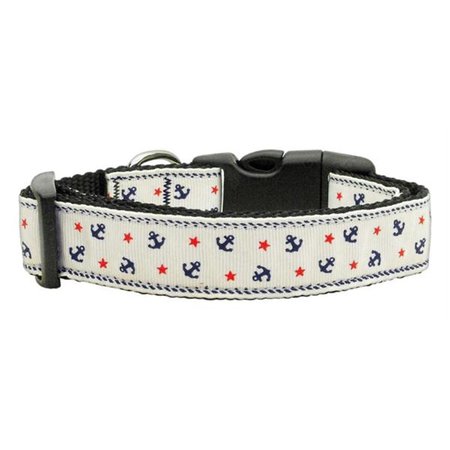 UNCONDITIONAL LOVE Anchors Nylon Ribbon Collar White Medium UN2618930